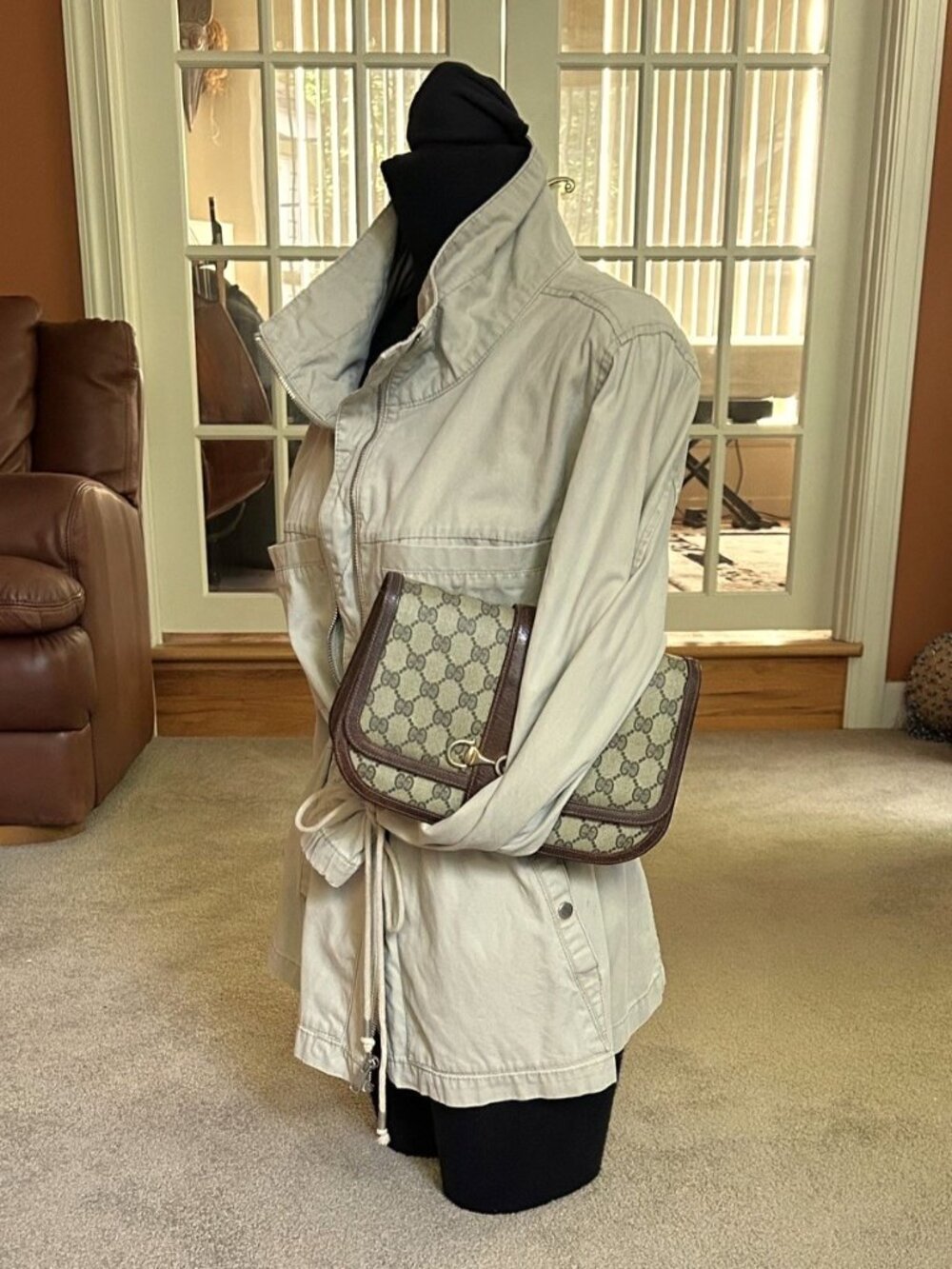 GUCCI GG Horsebit Clutch Shoulder Bag, Brown - Picture 5 of 13